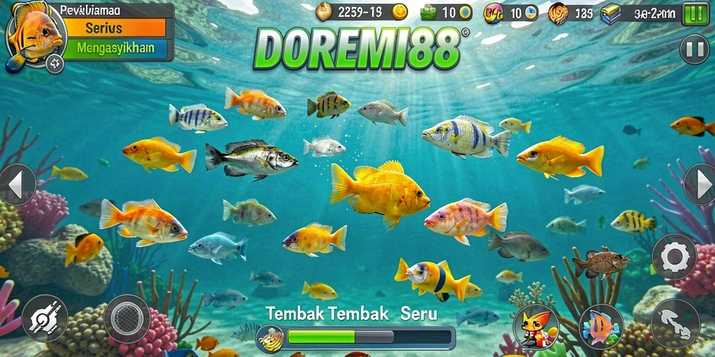 Tampilan gameplay DOREMI88 dengan aksi seru menangkap ikan.