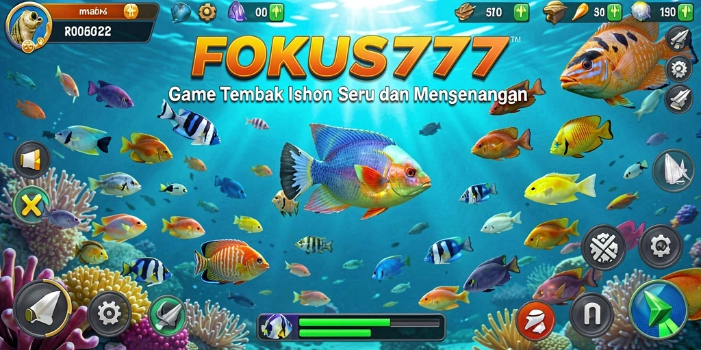 Tampilan screenshot FOKUS777 dengan gameplay Tembak Ikan yang menarik.