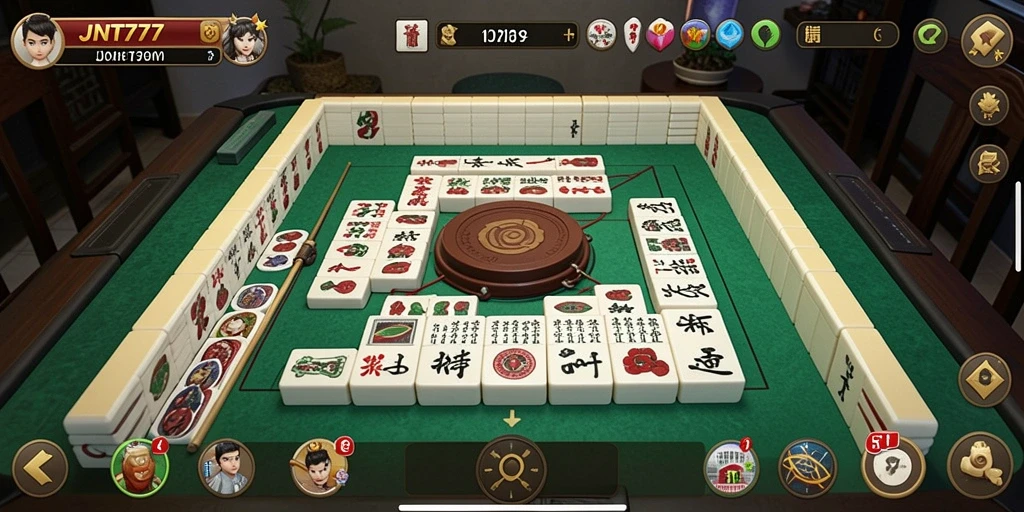 Tampilan gameplay JNT777 yang menampilkan papan Mahjong yang menarik.