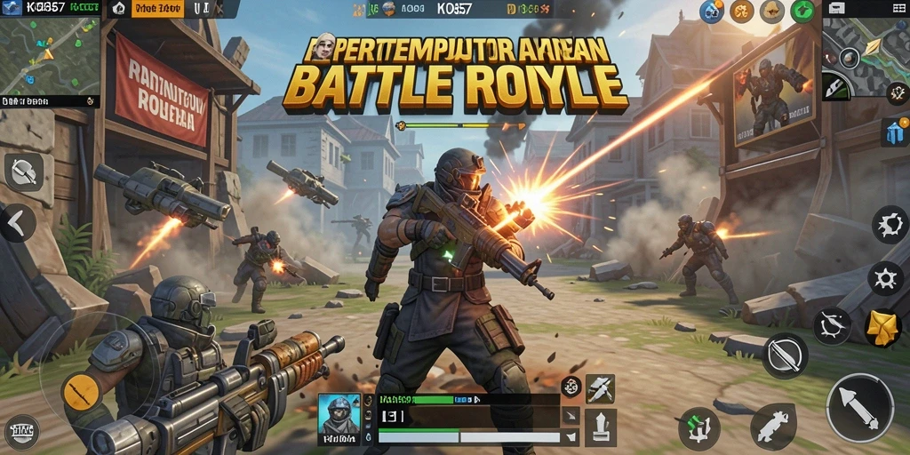 Gameplay seru dengan teman-teman di KO857 Battle Royale.