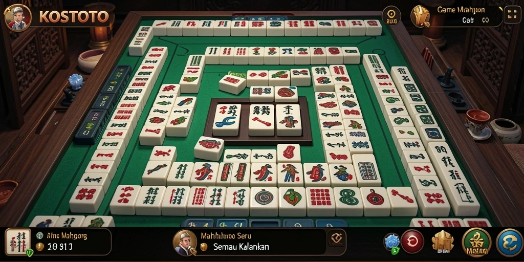 Tampilan gameplay KOSTOTO yang menarik dan penuh tantangan Mahjong.