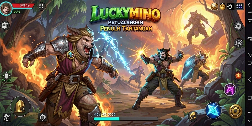 Tampilan gameplay seru dalam LUCKYMINO yang penuh aksi.