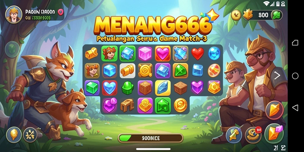 Tampilan gameplay seru dalam game Match-3 MENANG666.