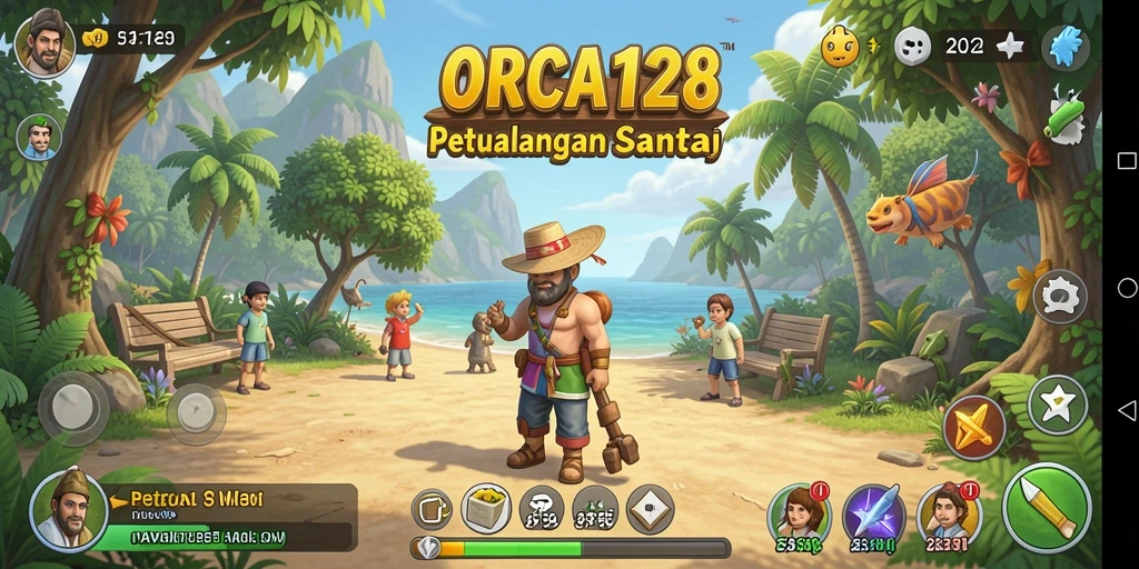 Tangkapan layar gameplay ORCA128 yang penuh warna.