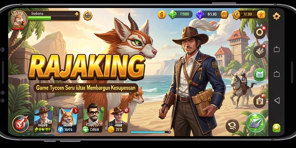 Tampilan gameplay seru dari RAJAKING yang menggambarkan manajemen bisnis.