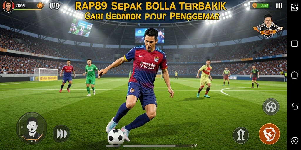 Tampilan gameplay mendebarkan dalam RAP89 yang menampilkan aksi sepak bola.