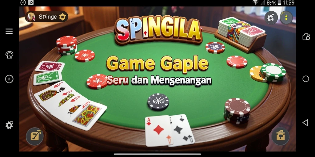 Screenshot utama SPINGILA menampilkan gameplay Gaple yang seru.