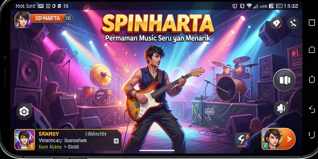 Tampilan gameplay seru SPINHARTA saat memainkan lagu favorit.