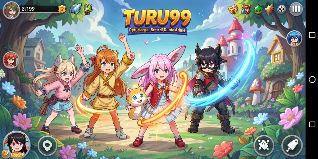 Tampilan menarik dari gameplay TURU99 yang penuh aksi dan karakter Anime.