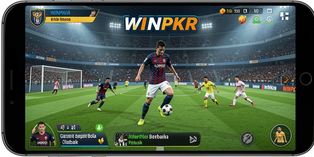 Tampilan gameplay <strong>WINPKR</strong> yang menegangkan dengan aksi sepak bola yang intens.